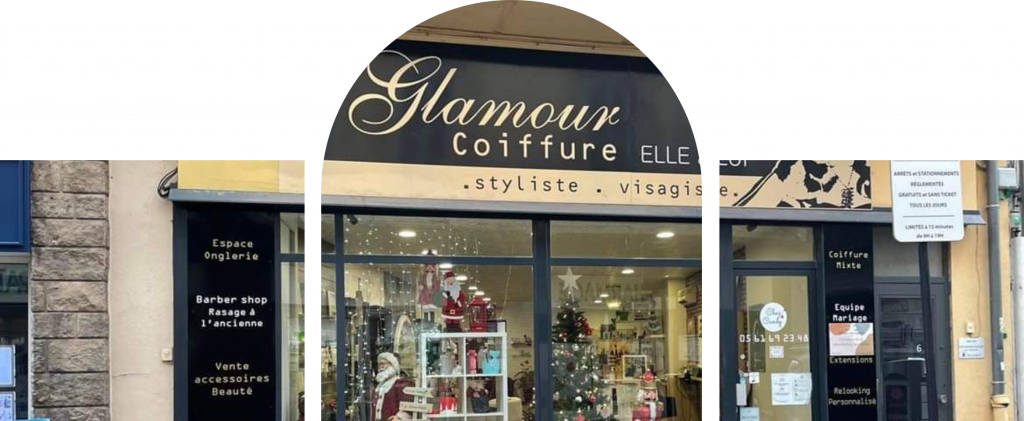 Salon glamour coiffure pamiers, devanture du salon, contact et adresse